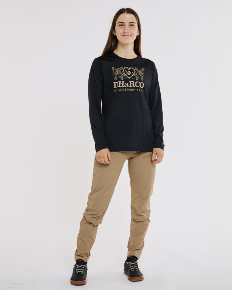 Dharco Womens Long Sleeve Tech Tee | Black, L
