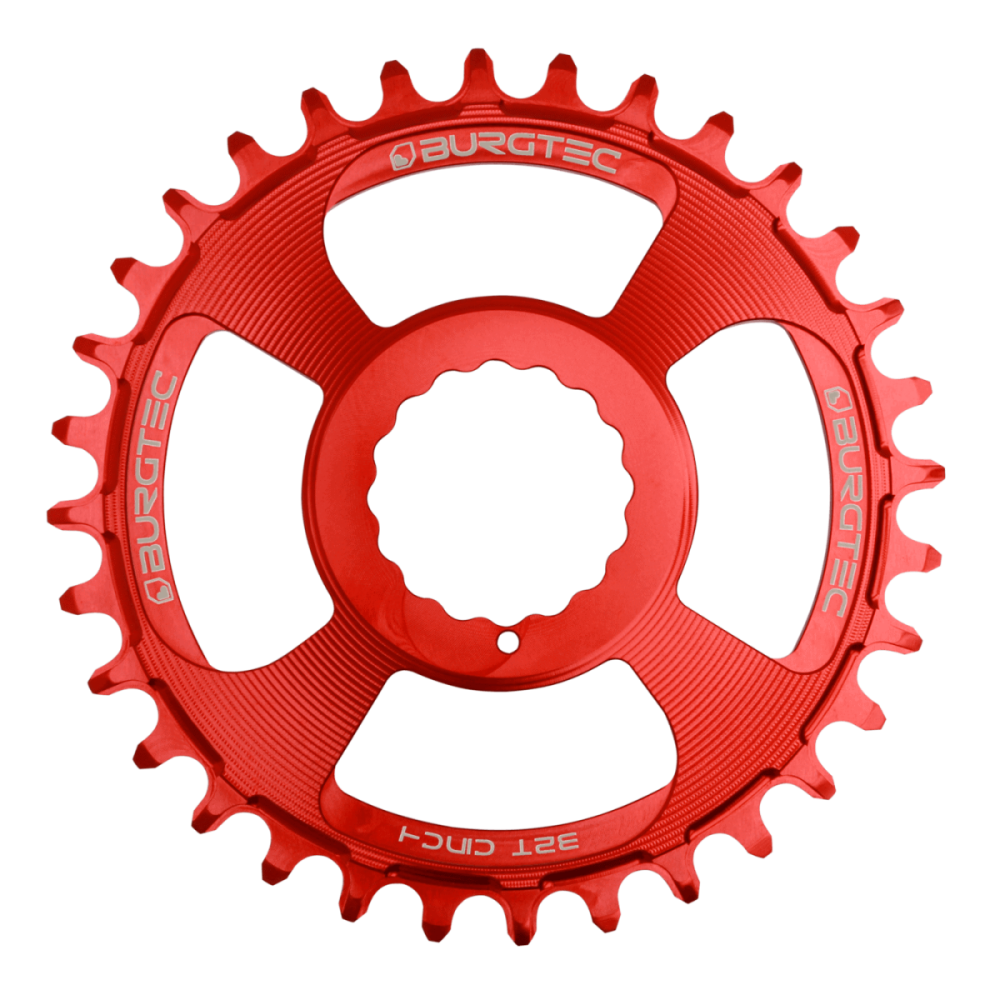 Burgtec 3mm Offset Thick Thin Chainring for Race Face Cinch - 28T - Race Red