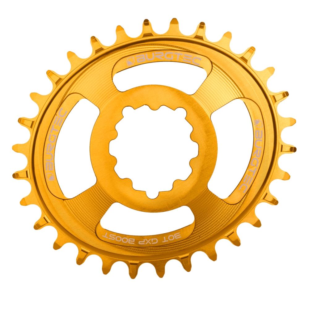 Burgtec Oval 3mm Offset Thick Thin Chainring for SRAM 3-Bolt - 32T - Iron Bro Orange