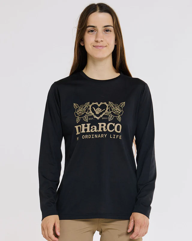 Dharco Womens Long Sleeve Tech Tee | Black, L