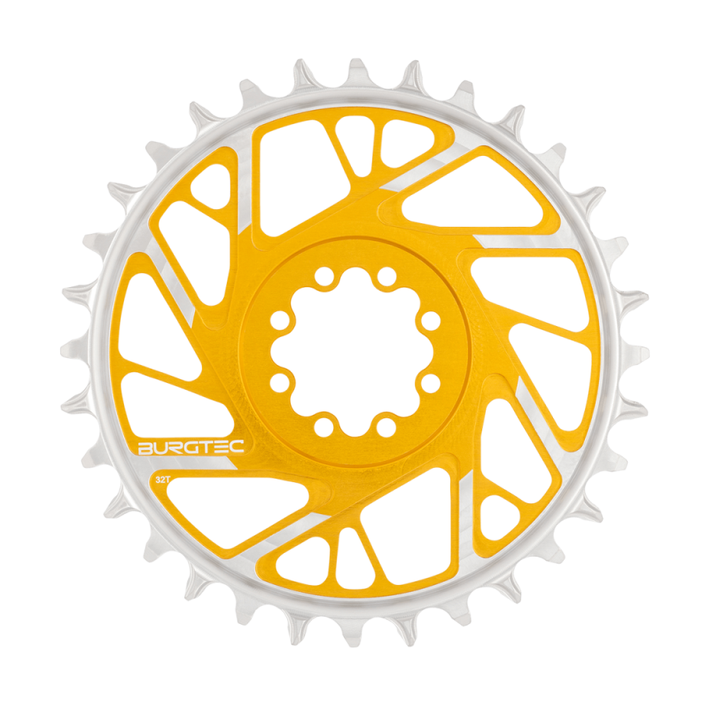 Burgtec 3mm Offset Thick Thin Chainring for SRAM 8-Bolt - 34T - Bullion, Burgtec Bullion Gold