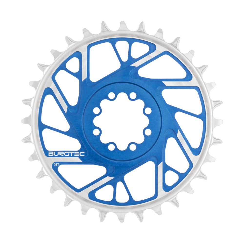Burgtec 3mm Offset Thick Thin Chainring for SRAM 8-Bolt - 34T - Deep Blue