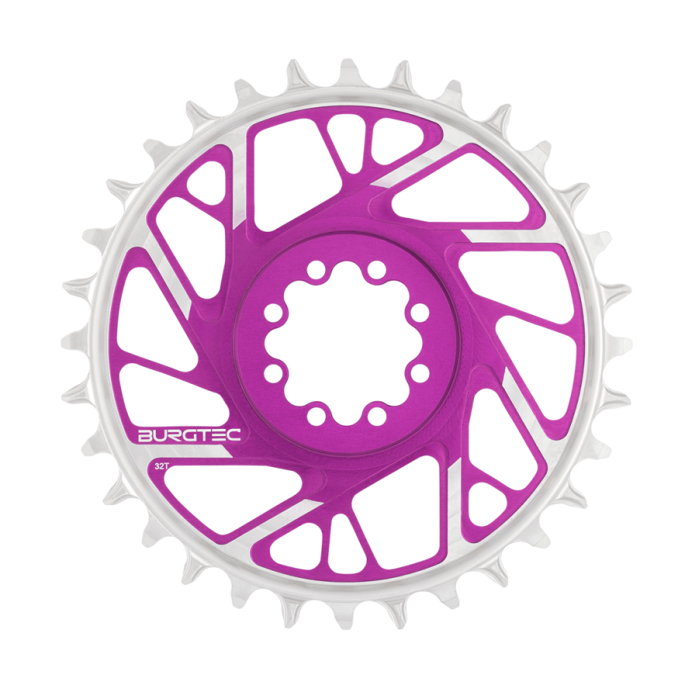 Burgtec 3mm Offset Thick Thin Chainring for SRAM 8-Bolt - 32T - Purple Rain